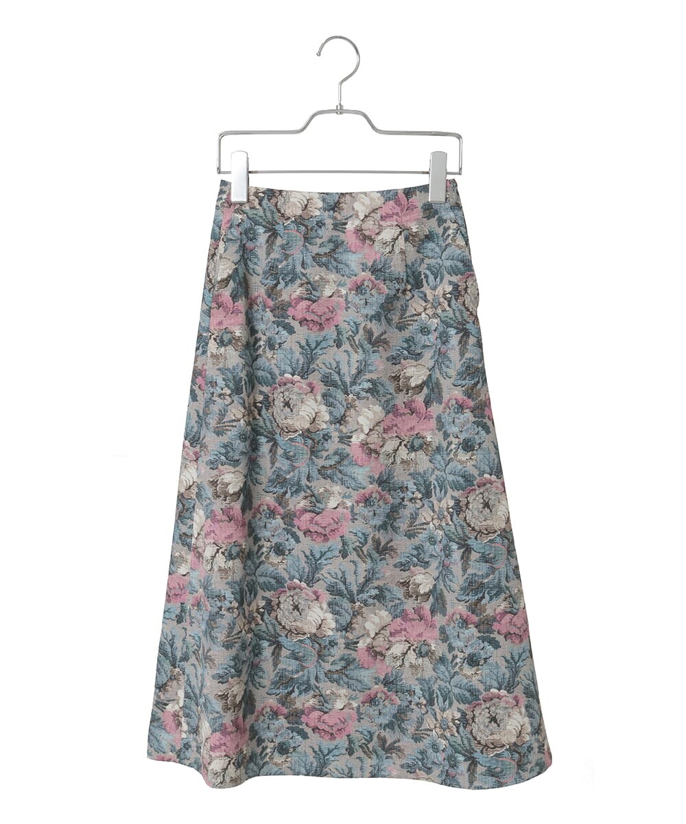 PYHAD16450 CHRISTIAN AUJARD(小さいサイズ)(メゾン ドゥ サンク) ゴブランフラワープリントスカート ブルー系