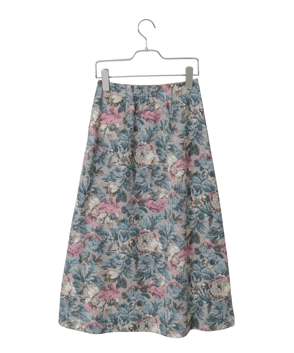 PYHAD16450 CHRISTIAN AUJARD(小さいサイズ)(メゾン ドゥ サンク) ゴブランフラワープリントスカート ブルー系