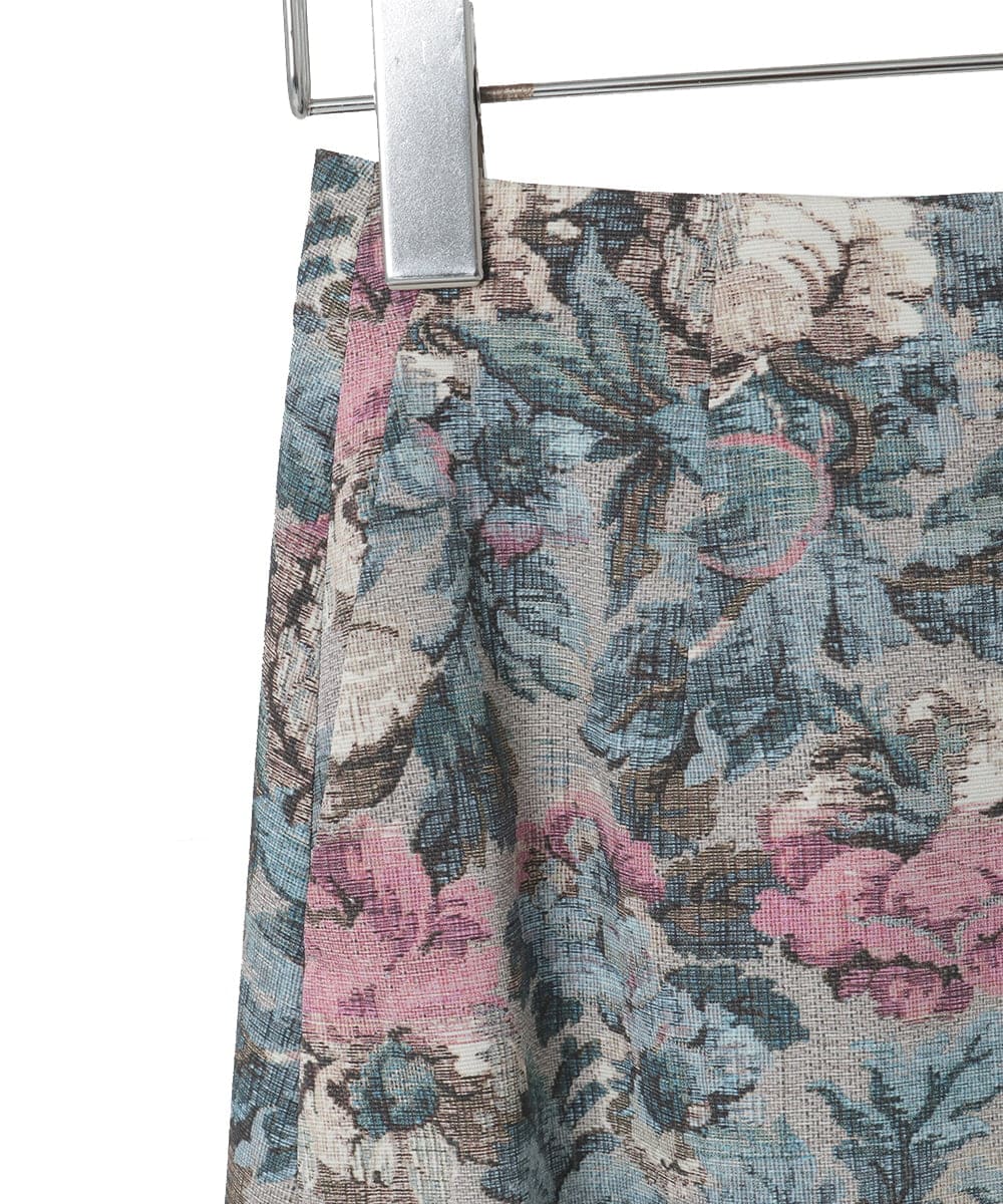 PYHAD16450 CHRISTIAN AUJARD(小さいサイズ)(メゾン ドゥ サンク) ゴブランフラワープリントスカート ブルー系