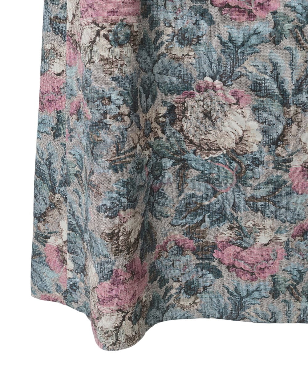 PYHAD16450 CHRISTIAN AUJARD(小さいサイズ)(メゾン ドゥ サンク) ゴブランフラワープリントスカート ブルー系