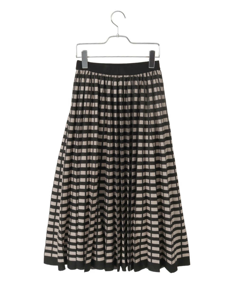 PYHAD36490 CHRISTIAN AUJARD(小さいサイズ)(メゾン ドゥ サンク) ジャガードニットスカート ブラック×ベージュ