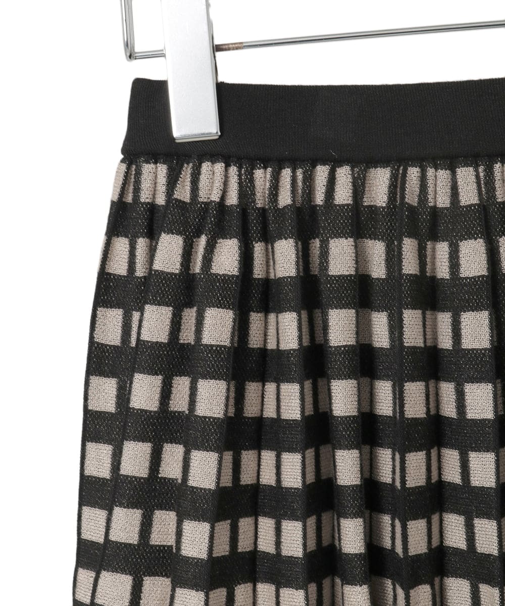PYHAD36490 CHRISTIAN AUJARD(小さいサイズ)(メゾン ドゥ サンク) ジャガードニットスカート ブラック×ベージュ