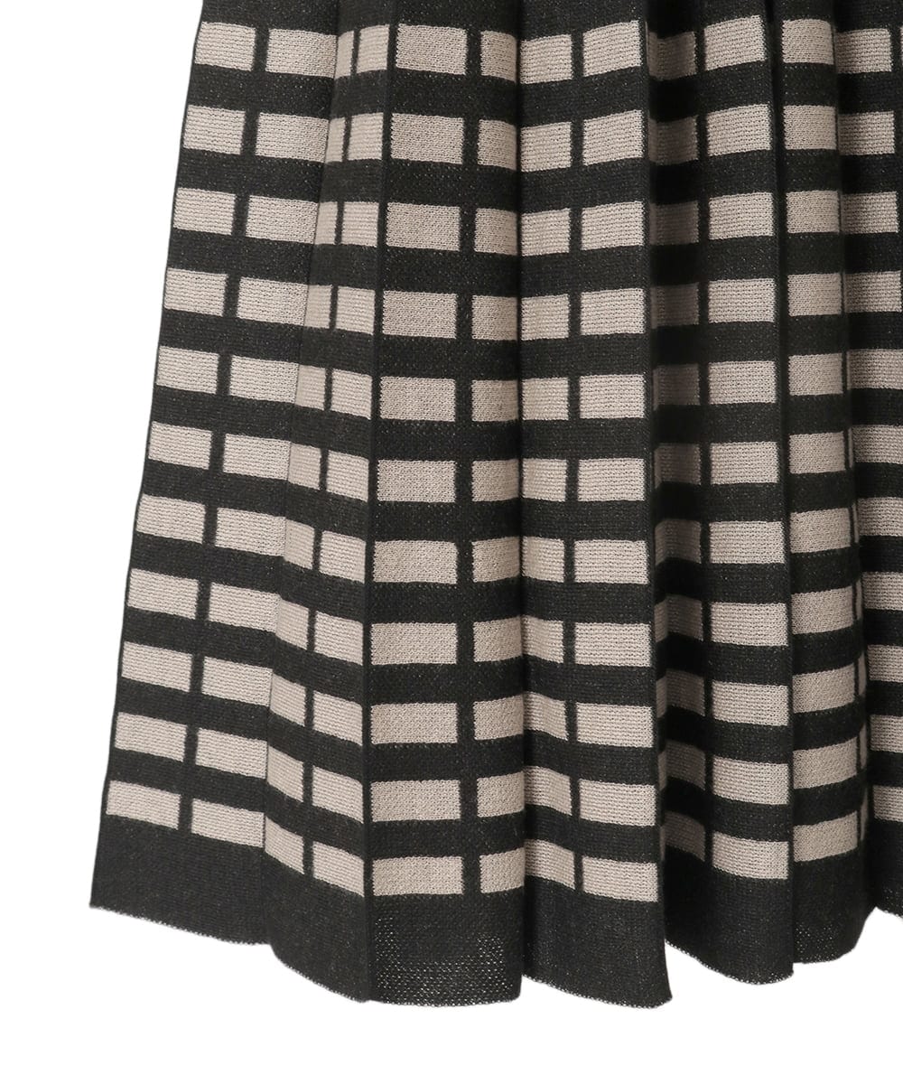 PYHAD36490 CHRISTIAN AUJARD(小さいサイズ)(メゾン ドゥ サンク) ジャガードニットスカート ブラック×ベージュ