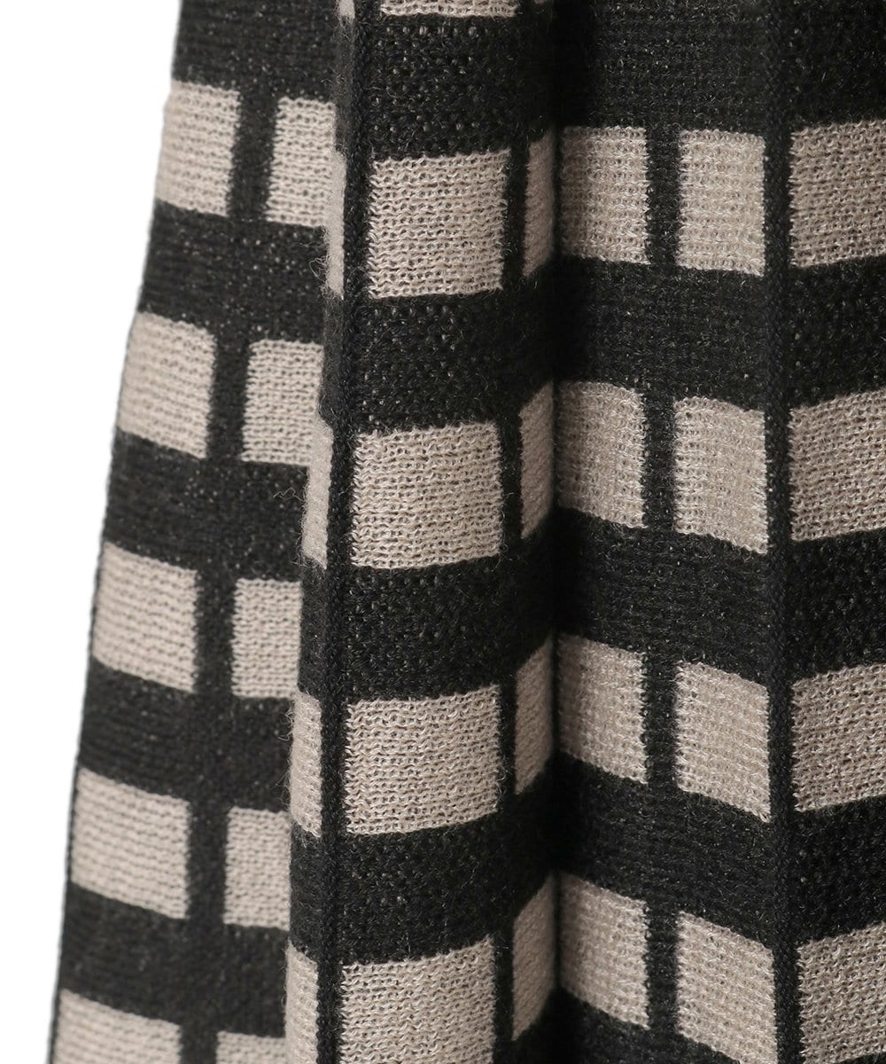 PYHAD36490 CHRISTIAN AUJARD(小さいサイズ)(メゾン ドゥ サンク) ジャガードニットスカート ブラック×ベージュ