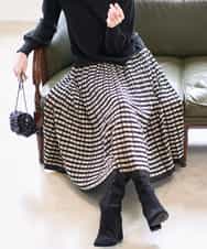 PYHAD36490 CHRISTIAN AUJARD(小さいサイズ)(メゾン ドゥ サンク) ジャガードニットスカート ブラック×ベージュ