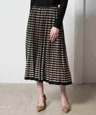 PYHAD36490 CHRISTIAN AUJARD(小さいサイズ)(メゾン ドゥ サンク) ジャガードニットスカート ブラック×ベージュ