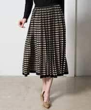 PYHAD36490 CHRISTIAN AUJARD(小さいサイズ)(メゾン ドゥ サンク) ジャガードニットスカート ブラック×ベージュ