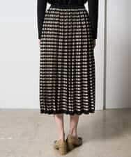 PYHAD36490 CHRISTIAN AUJARD(小さいサイズ)(メゾン ドゥ サンク) ジャガードニットスカート ブラック×ベージュ