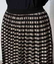 PYHAD36490 CHRISTIAN AUJARD(小さいサイズ)(メゾン ドゥ サンク) ジャガードニットスカート ブラック×ベージュ