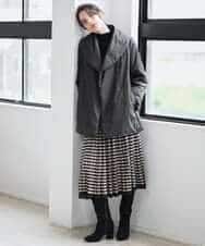 PYHAD36490 CHRISTIAN AUJARD(小さいサイズ)(メゾン ドゥ サンク) ジャガードニットスカート ブラック×ベージュ