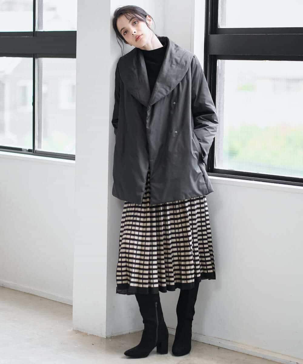 PYHAD36490 CHRISTIAN AUJARD(小さいサイズ)(メゾン ドゥ サンク) ジャガードニットスカート ブラック×ベージュ