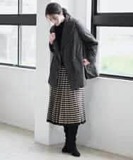 PYHAD36490 CHRISTIAN AUJARD(小さいサイズ)(メゾン ドゥ サンク) ジャガードニットスカート ブラック×ベージュ