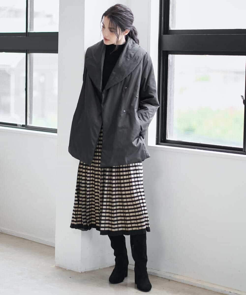 PYHAD36490 CHRISTIAN AUJARD(小さいサイズ)(メゾン ドゥ サンク) ジャガードニットスカート ブラック×ベージュ