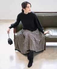 PYHAD36490 CHRISTIAN AUJARD(小さいサイズ)(メゾン ドゥ サンク) ジャガードニットスカート ブラック×ベージュ