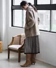 PYHAD36490 CHRISTIAN AUJARD(小さいサイズ)(メゾン ドゥ サンク) ジャガードニットスカート ブラック×ベージュ