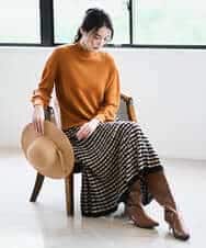 PYHAD36490 CHRISTIAN AUJARD(小さいサイズ)(メゾン ドゥ サンク) ジャガードニットスカート ブラック×ベージュ