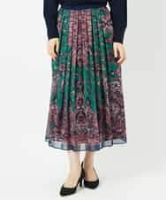 PYHAE02690 CHRISTIAN AUJARD(小さいサイズ)(メゾン ドゥ サンク) [セットアップ対応]RATTIペイズリープリントスカート ピンク×ネイビー系