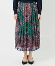 PYHAE02690 CHRISTIAN AUJARD(小さいサイズ)(メゾン ドゥ サンク) [セットアップ対応]RATTIペイズリープリントスカート ピンク×ネイビー系