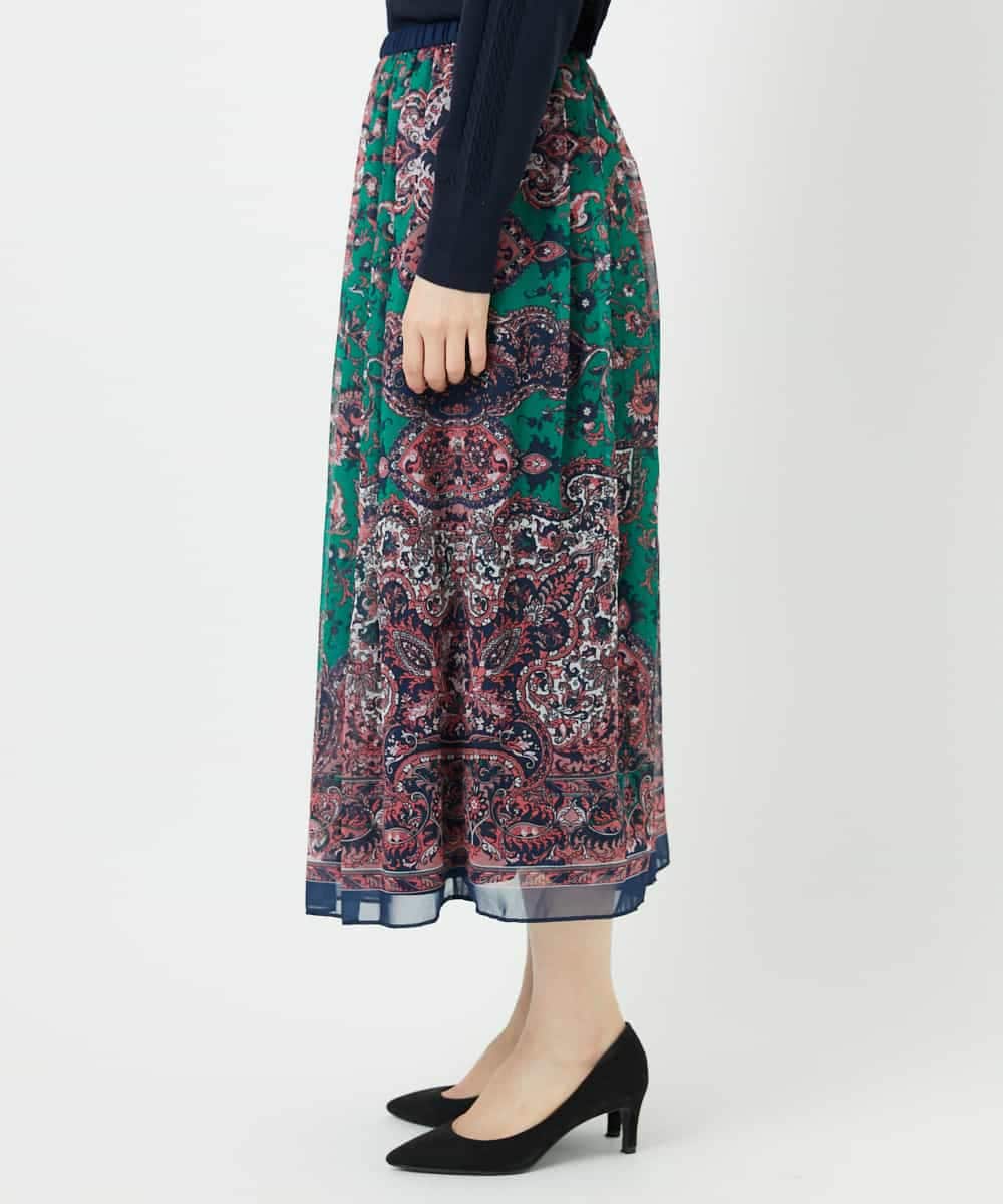 PYHAE02690 CHRISTIAN AUJARD(小さいサイズ)(メゾン ドゥ サンク) [セットアップ対応]RATTIペイズリープリントスカート ピンク×ネイビー系