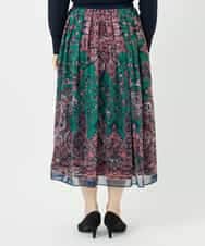 PYHAE02690 CHRISTIAN AUJARD(小さいサイズ)(メゾン ドゥ サンク) [セットアップ対応]RATTIペイズリープリントスカート ピンク×ネイビー系