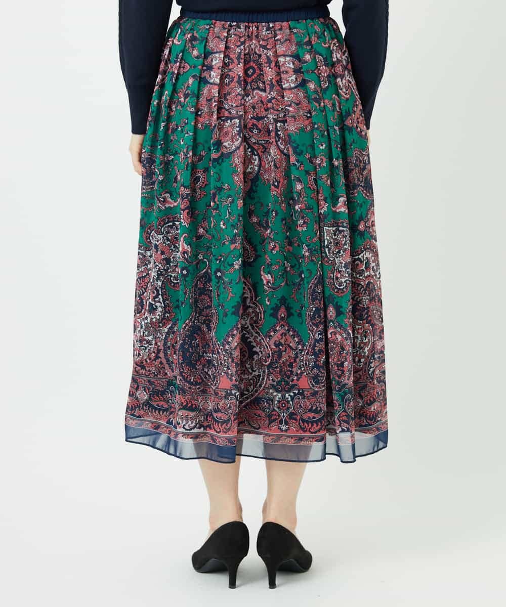 PYHAE02690 CHRISTIAN AUJARD(小さいサイズ)(メゾン ドゥ サンク) [セットアップ対応]RATTIペイズリープリントスカート ピンク×ネイビー系