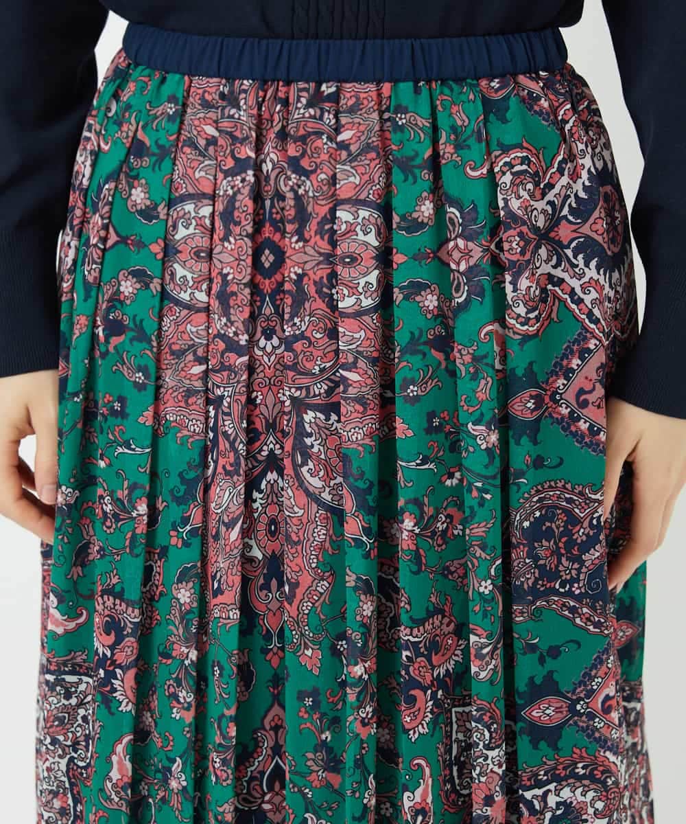 PYHAE02690 CHRISTIAN AUJARD(小さいサイズ)(メゾン ドゥ サンク) [セットアップ対応]RATTIペイズリープリントスカート ピンク×ネイビー系