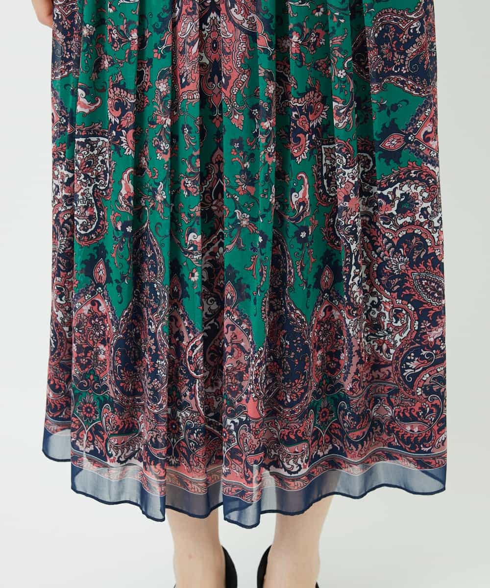 PYHAE02690 CHRISTIAN AUJARD(小さいサイズ)(メゾン ドゥ サンク) [セットアップ対応]RATTIペイズリープリントスカート ピンク×ネイビー系