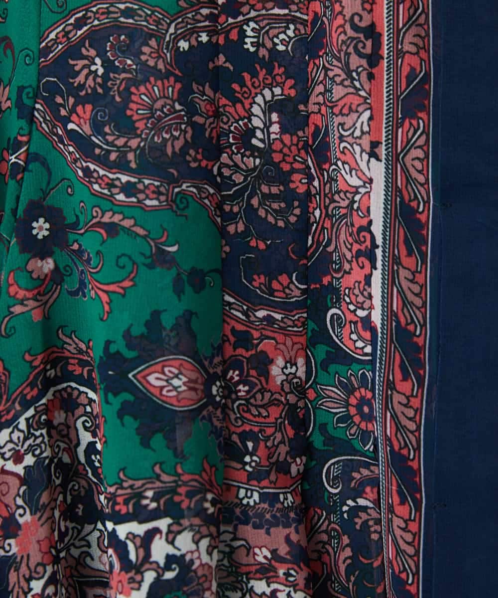 PYHAE02690 CHRISTIAN AUJARD(小さいサイズ)(メゾン ドゥ サンク) [セットアップ対応]RATTIペイズリープリントスカート ピンク×ネイビー系