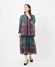 PYHAE02690 CHRISTIAN AUJARD(小さいサイズ)(メゾン ドゥ サンク) [セットアップ対応]RATTIペイズリープリントスカート ピンク×ネイビー系