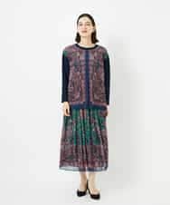 PYHAE02690 CHRISTIAN AUJARD(小さいサイズ)(メゾン ドゥ サンク) [セットアップ対応]RATTIペイズリープリントスカート ピンク×ネイビー系