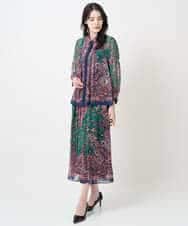 PYHAE02690 CHRISTIAN AUJARD(小さいサイズ)(メゾン ドゥ サンク) [セットアップ対応]RATTIペイズリープリントスカート ピンク×ネイビー系