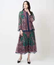 PYHAE02690 CHRISTIAN AUJARD(小さいサイズ)(メゾン ドゥ サンク) [セットアップ対応]RATTIペイズリープリントスカート ピンク×ネイビー系