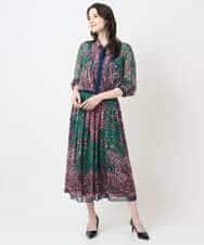 PYHAE02690 CHRISTIAN AUJARD(小さいサイズ)(メゾン ドゥ サンク) [セットアップ対応]RATTIペイズリープリントスカート ピンク×ネイビー系