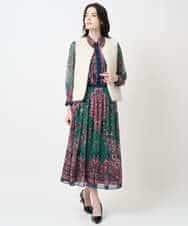 PYHAE02690 CHRISTIAN AUJARD(小さいサイズ)(メゾン ドゥ サンク) [セットアップ対応]RATTIペイズリープリントスカート ピンク×ネイビー系