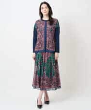 PYHAE02690 CHRISTIAN AUJARD(小さいサイズ)(メゾン ドゥ サンク) [セットアップ対応]RATTIペイズリープリントスカート ピンク×ネイビー系