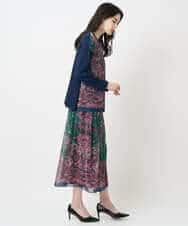 PYHAE02690 CHRISTIAN AUJARD(小さいサイズ)(メゾン ドゥ サンク) [セットアップ対応]RATTIペイズリープリントスカート ピンク×ネイビー系