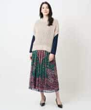 PYHAE02690 CHRISTIAN AUJARD(小さいサイズ)(メゾン ドゥ サンク) [セットアップ対応]RATTIペイズリープリントスカート ピンク×ネイビー系