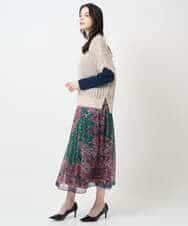 PYHAE02690 CHRISTIAN AUJARD(小さいサイズ)(メゾン ドゥ サンク) [セットアップ対応]RATTIペイズリープリントスカート ピンク×ネイビー系