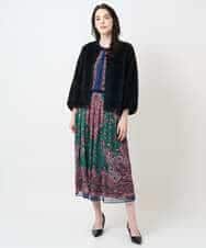 PYHAE02690 CHRISTIAN AUJARD(小さいサイズ)(メゾン ドゥ サンク) [セットアップ対応]RATTIペイズリープリントスカート ピンク×ネイビー系