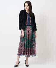 PYHAE02690 CHRISTIAN AUJARD(小さいサイズ)(メゾン ドゥ サンク) [セットアップ対応]RATTIペイズリープリントスカート ピンク×ネイビー系