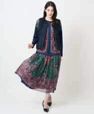 PYHAE02690 CHRISTIAN AUJARD(小さいサイズ)(メゾン ドゥ サンク) [セットアップ対応]RATTIペイズリープリントスカート ピンク×ネイビー系