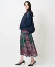 PYHAE02690 CHRISTIAN AUJARD(小さいサイズ)(メゾン ドゥ サンク) [セットアップ対応]RATTIペイズリープリントスカート ピンク×ネイビー系