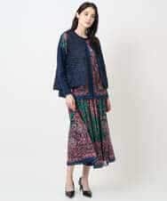 PYHAE02690 CHRISTIAN AUJARD(小さいサイズ)(メゾン ドゥ サンク) [セットアップ対応]RATTIペイズリープリントスカート ピンク×ネイビー系