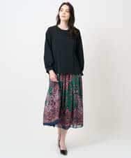 PYHAE02690 CHRISTIAN AUJARD(小さいサイズ)(メゾン ドゥ サンク) [セットアップ対応]RATTIペイズリープリントスカート ピンク×ネイビー系