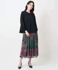 PYHAE02690 CHRISTIAN AUJARD(小さいサイズ)(メゾン ドゥ サンク) [セットアップ対応]RATTIペイズリープリントスカート ピンク×ネイビー系