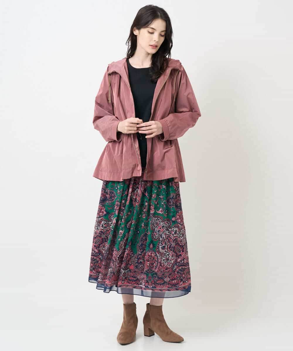 PYHAE02690 CHRISTIAN AUJARD(小さいサイズ)(メゾン ドゥ サンク) [セットアップ対応]RATTIペイズリープリントスカート ピンク×ネイビー系