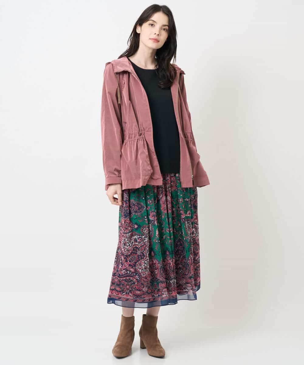 PYHAE02690 CHRISTIAN AUJARD(小さいサイズ)(メゾン ドゥ サンク) [セットアップ対応]RATTIペイズリープリントスカート ピンク×ネイビー系