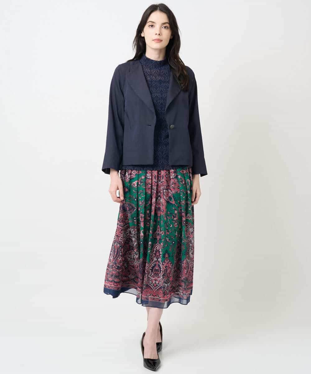 PYHAE02690 CHRISTIAN AUJARD(小さいサイズ)(メゾン ドゥ サンク) [セットアップ対応]RATTIペイズリープリントスカート ピンク×ネイビー系