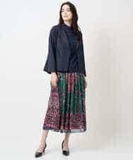 PYHAE02690 CHRISTIAN AUJARD(小さいサイズ)(メゾン ドゥ サンク) [セットアップ対応]RATTIペイズリープリントスカート ピンク×ネイビー系