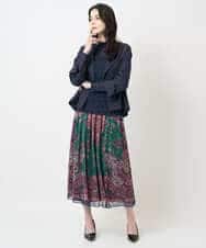 PYHAE02690 CHRISTIAN AUJARD(小さいサイズ)(メゾン ドゥ サンク) [セットアップ対応]RATTIペイズリープリントスカート ピンク×ネイビー系